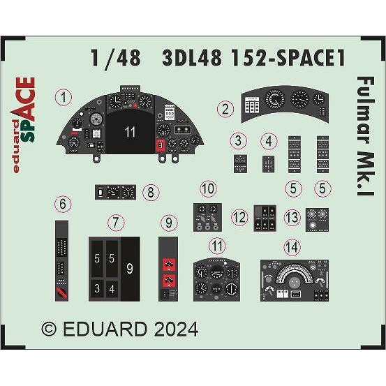 【新製品】3DL48152 1/48 フェアリー フルマー Mk.I ｢スペース｣ 内装3Dデカール w/エッチングパーツセット (トランぺッター用)