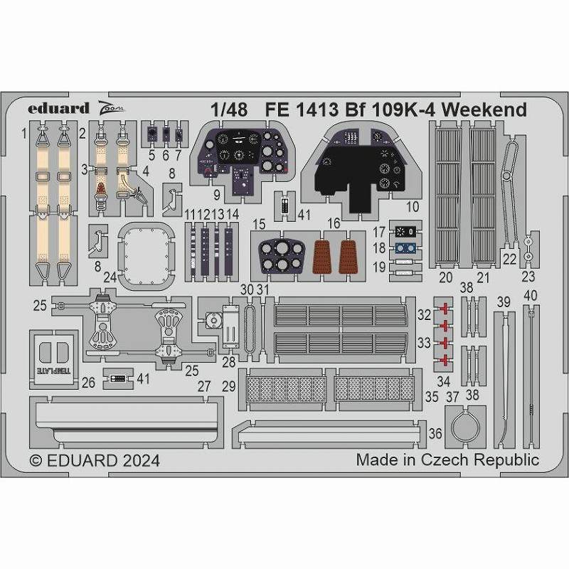 【新製品】FE1413 塗装済 1/48 メッサーシュミット Bf109K-4 ズームエッチングパーツ (エデュアルド用)