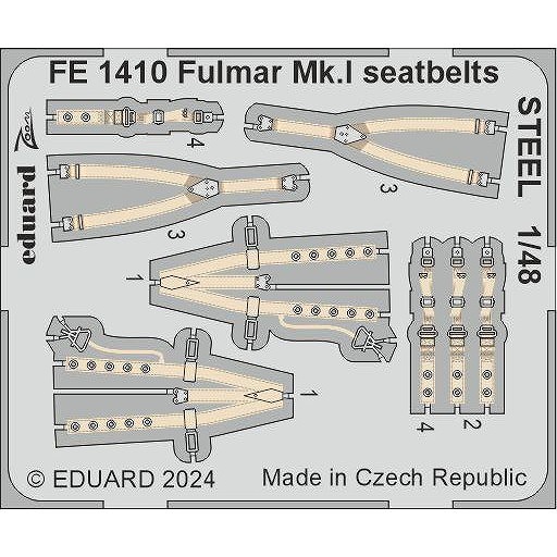 【新製品】FE1410 塗装済 1/48 フェアリー フルマーMk.I シートベルト (ステンレス製) (トランぺッター用)