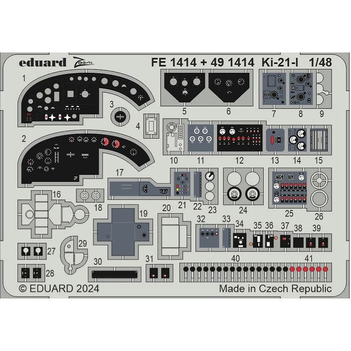 【新製品】FE1414 塗装済 1/48 Ki-21-I 九七式重爆撃機 ズームエッチングパーツ (ICM用)