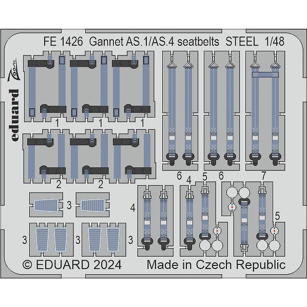 【新製品】FE1426 塗装済 1/48 フェアリー ガネット AS.1/AS.4 シートベルト (ステンレス製)(エアフィックス用)