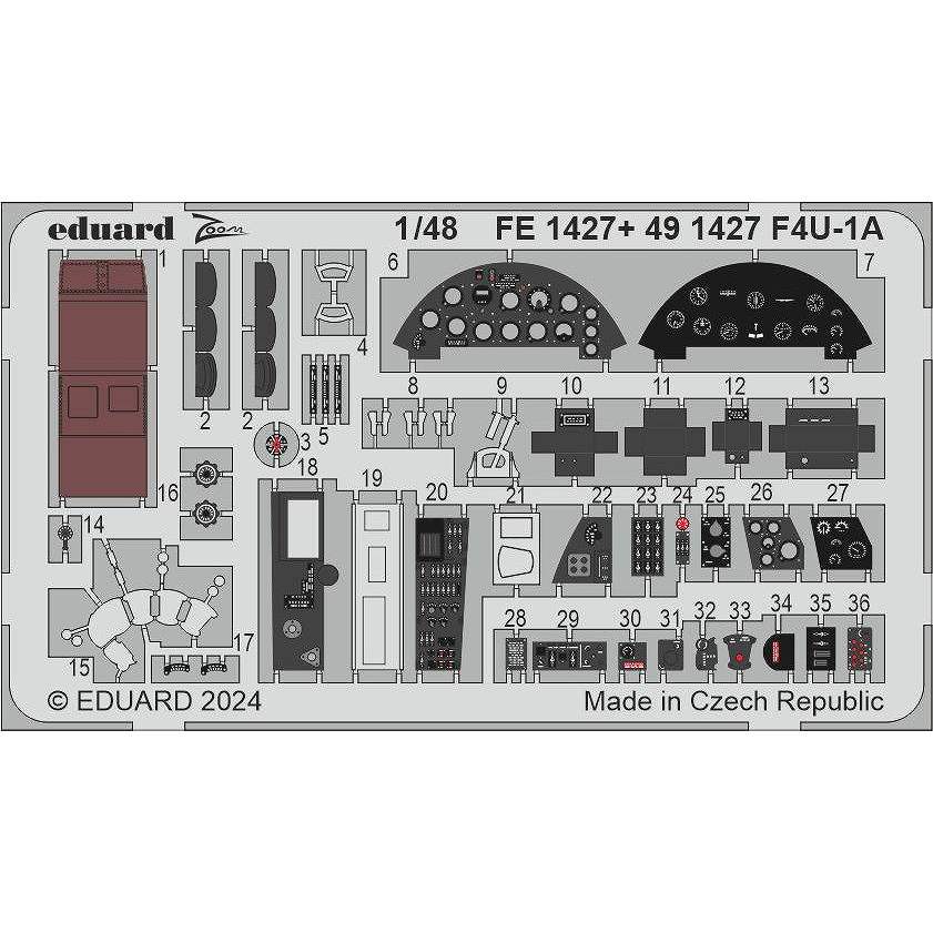 【新製品】FE1427 塗装済 1/48 F4U-1A ズームエッチングパーツ (マジックファクトリー用)