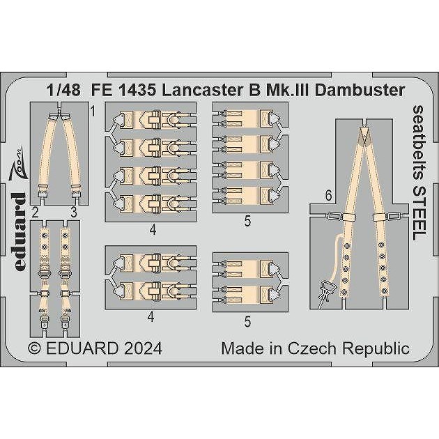 【新製品】FE1435 塗装済 1/48 アブロ ランカスター B.Mk.III ダムバスター シートベルト (ステンレス製) (HKモデル用)