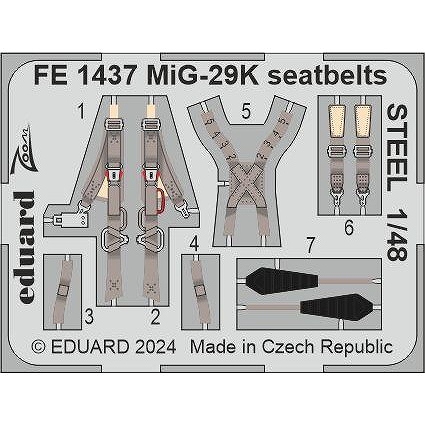 【新製品】FE1437 塗装済 1/48 ミグ MiG-29K フルクラム シートベルト (ステンレス製) (ホビーボス用)