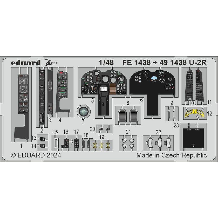 【新製品】FE1438 塗装済 1/48 ロッキード U-2R ドラゴンレディ ズームエッチングパーツ (ホビーボス用)