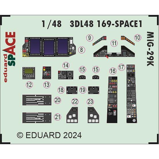 【新製品】3DL48169 1/48 ミグ MiG-29K フルクラム ｢スペース｣ 内装3Dデカール w/エッチングパーツセット (ホビーボス用)