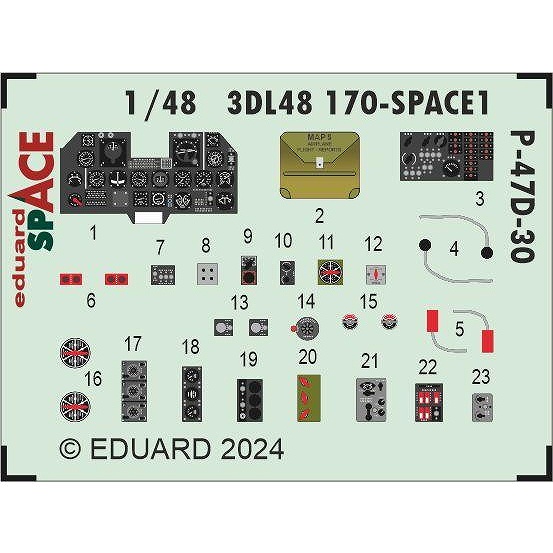 【新製品】3DL48170 1/48 リパブリック P-47D-30 サンダーボルト ｢スペース｣ 内装3Dデカール w/エッチングパーツセット (ミニアート用)