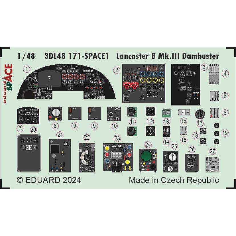 【新製品】3DL48171 1/48 アブロ ランカスター B.Mk.III ダムバスター ｢スペース｣ 内装3Dデカールw/エッチングパーツセット(HKモデル用)