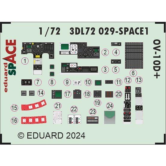 【新製品】3DL72029 1/72 ノースアメリカン OV-10D+ ブロンコ ｢スペース｣ 内装3Dデカール w/エッチングパーツセット (ICM用)