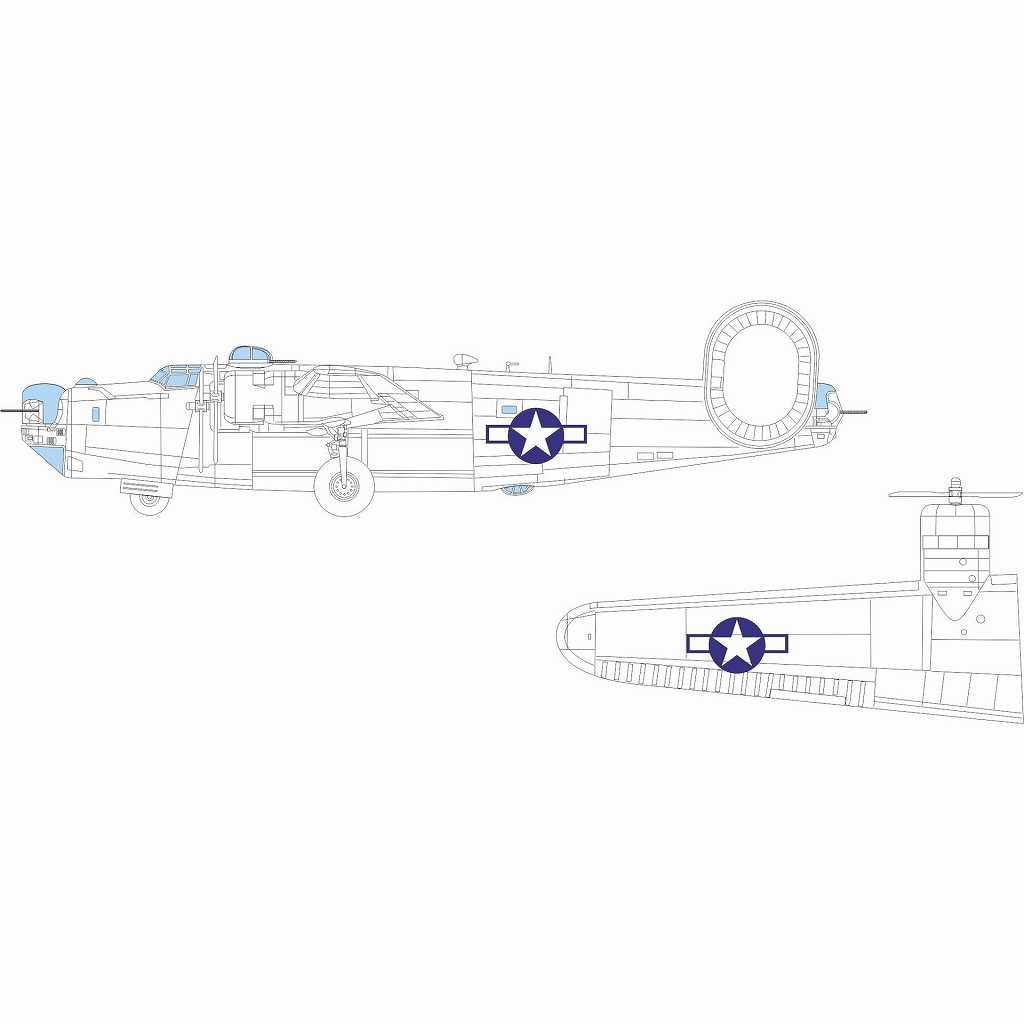 【新製品】EX1043 1/48 B-24J リベレーター 国籍マーク 塗装マスクシール(ホビーボス用)