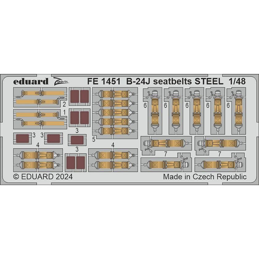 【新製品】FE1451 塗装済 1/48 B-24J シートベルト (ステンレス製) (ホビーボス用)