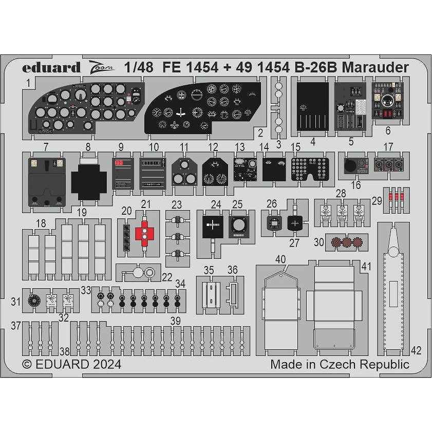 【新製品】FE1454 塗装済 1/48 B-26B マローダー ズームエッチングパーツ (ICM用)