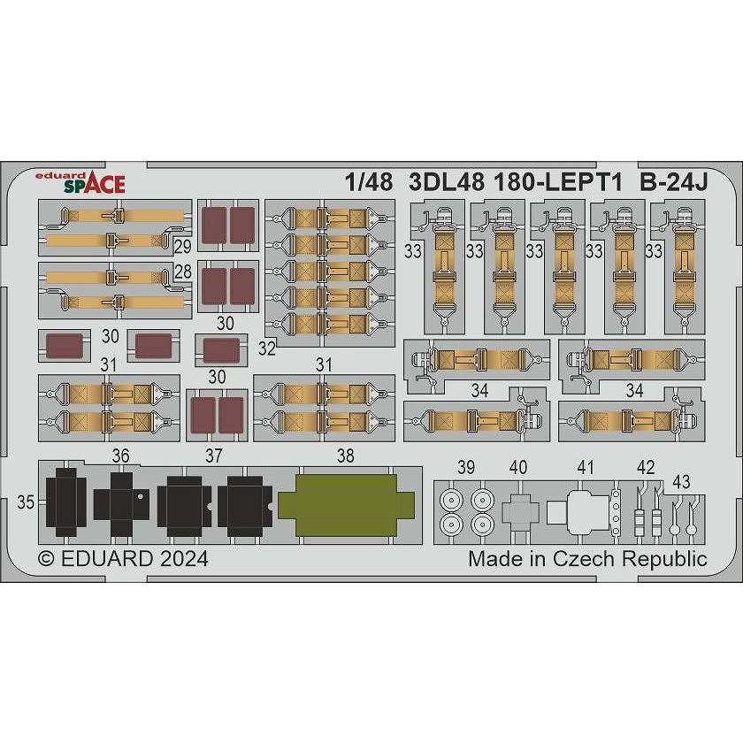 【新製品】3DL48180 1/48 B-24J リベレーター ｢スペース｣ 内装3Dデカール w/エッチングパーツセット (ホビーボス用)