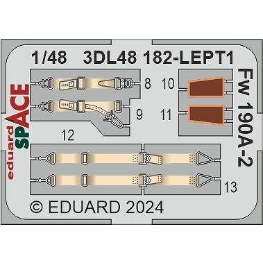 【新製品】3DL48182 1/48 フォッケウルフ Fw190A-2 ｢スペース｣ 内装3Dデカール w/エッチングパーツセット (エデュアルド用)