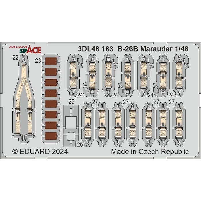 【新製品】3DL48183 1/48 B-26B マローダー ｢スペース｣ 内装3Dデカール w/エッチングパーツセット (ICM用)
