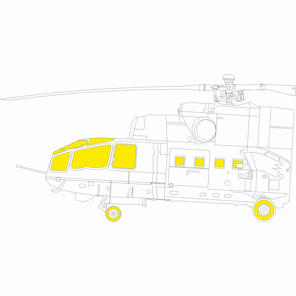 【新製品】EX1115 1/48 ミル Mi-24A ハインド ｢Tフェース｣両面塗装マスクシール(トランぺッター用)