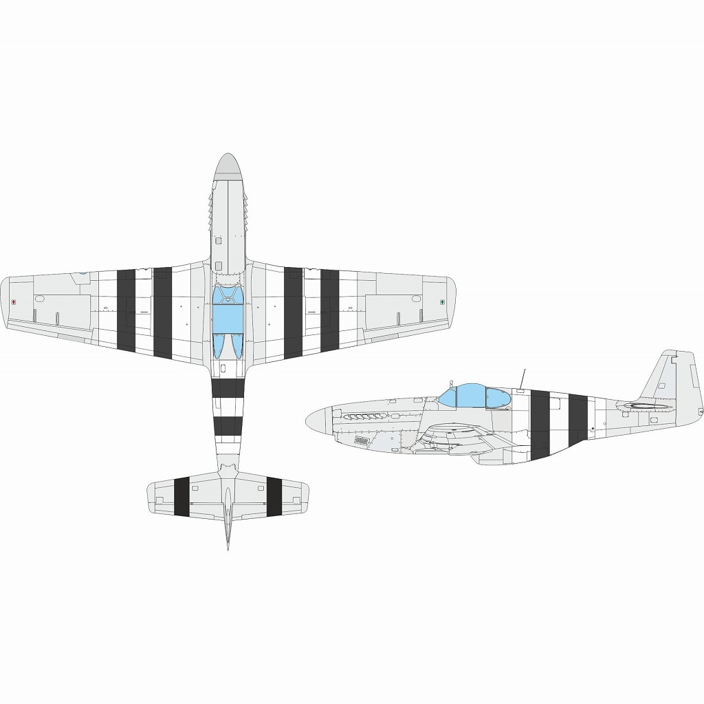 【新製品】EX1119 1/48 ノースアメリカン P-51B/C マスタング D-デイストライプ塗装マスクシール(エデュアルド用)