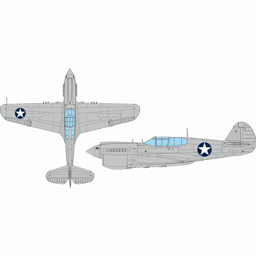 【新製品】EX1120 1/48 カーチス P-40E ウォーホーク 米軍国籍マーク (-1943年まで) 塗装マスクシール(エデュアルド用)