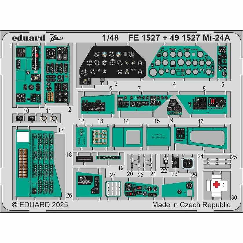 【新製品】FE1527 塗装済 1/48 Mi-24A ハインド ズームエッチングパーツ (トランペッター用)