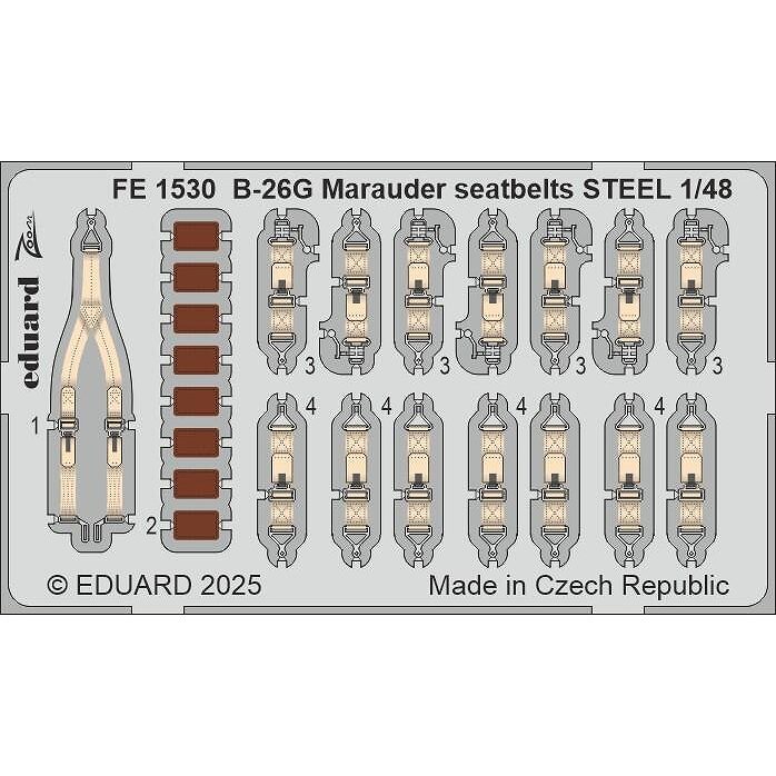 【新製品】FE1530 塗装済 1/48 マーティン B-26G マローダー シートベルト (ステンレス製) (ICM用)