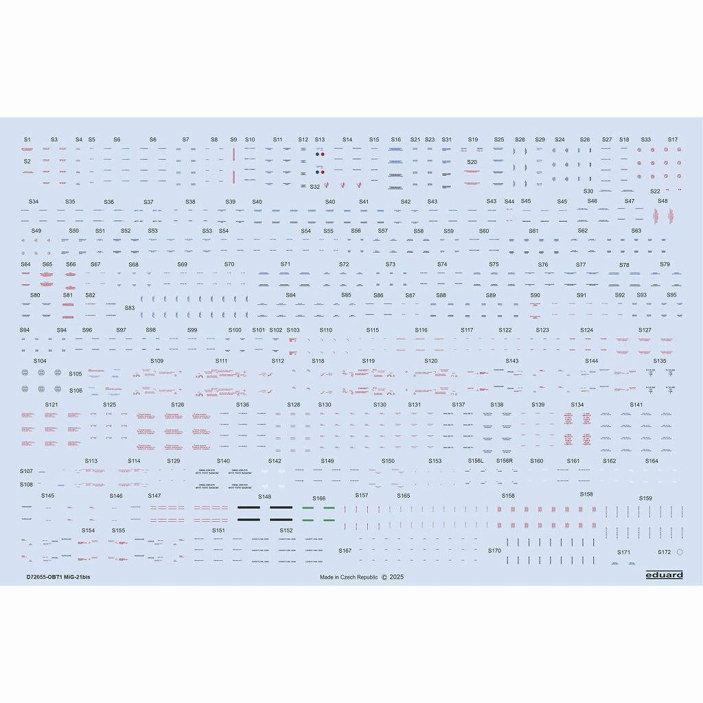 【新製品】D72055 1/72 ミグ MiG-21bis フィッシュベッド データステンシルデカール (エデュアルド用)
