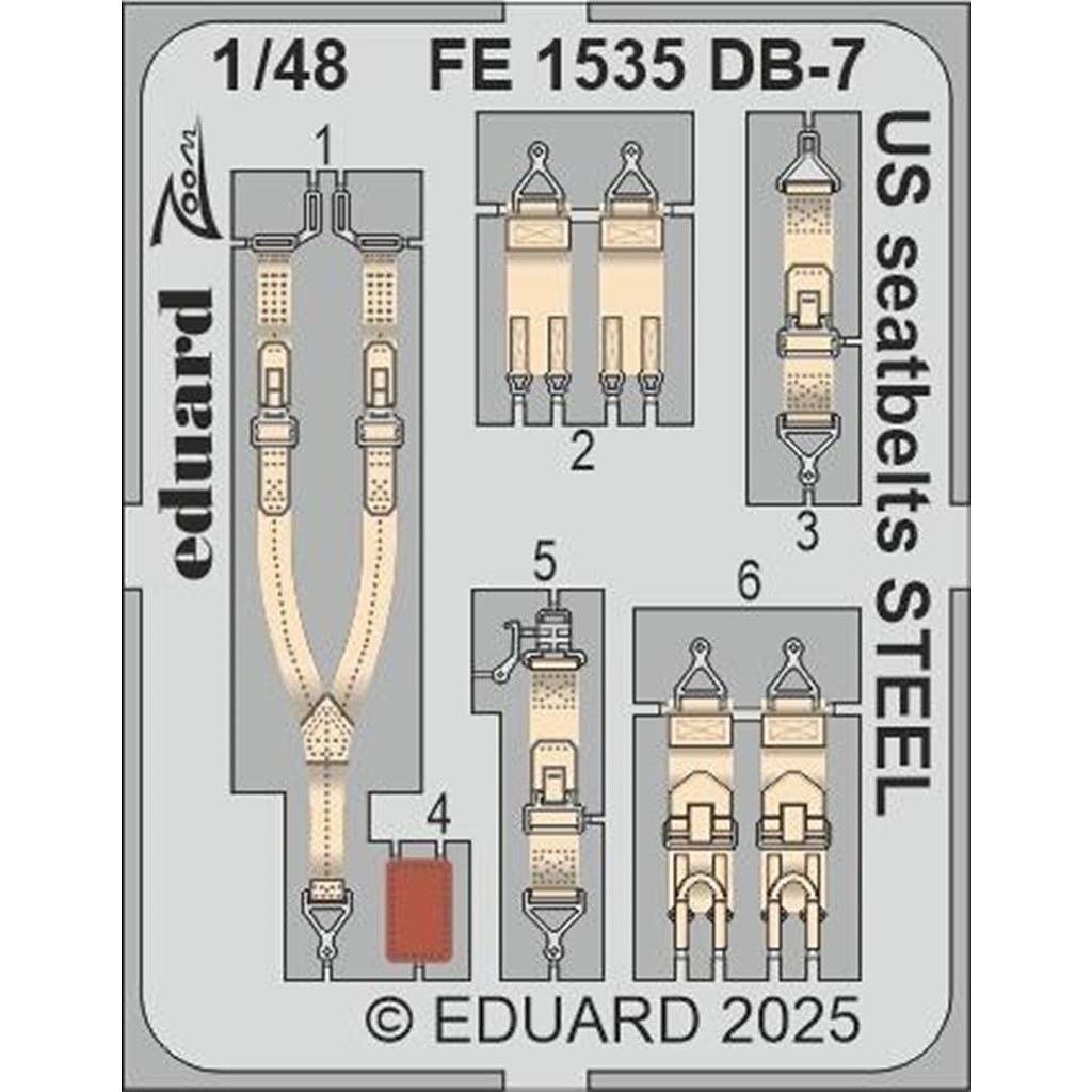 【新製品】FE1535 塗装済 1/48 ダグラス DB-7 ボストンIII 米軍式シートベルト (ステンレス製) (HKモデル用)