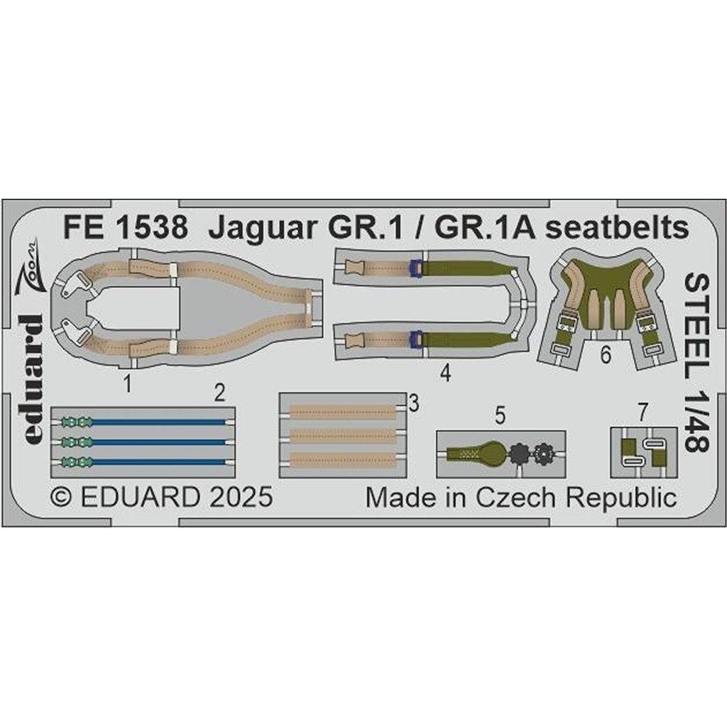 【新製品】FE1538 塗装済 1/48 セペキャット ジャギュア GR.1/GR.1A シートベルト (ステンレス製) (エアフィックス用)