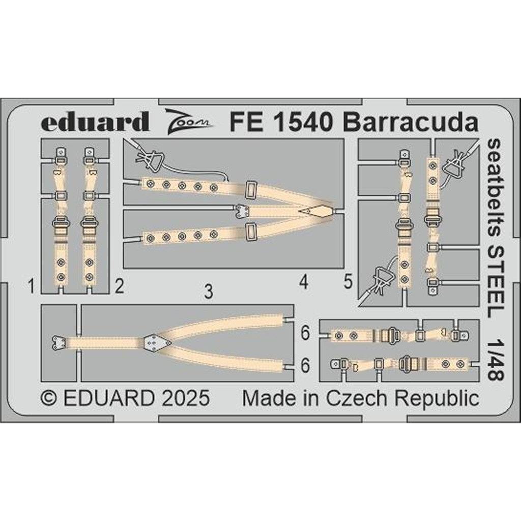 【新製品】FE1540 塗装済 1/48 フェアリー バラクーダ シートベルト (ステンレス製) (トランぺッター用)