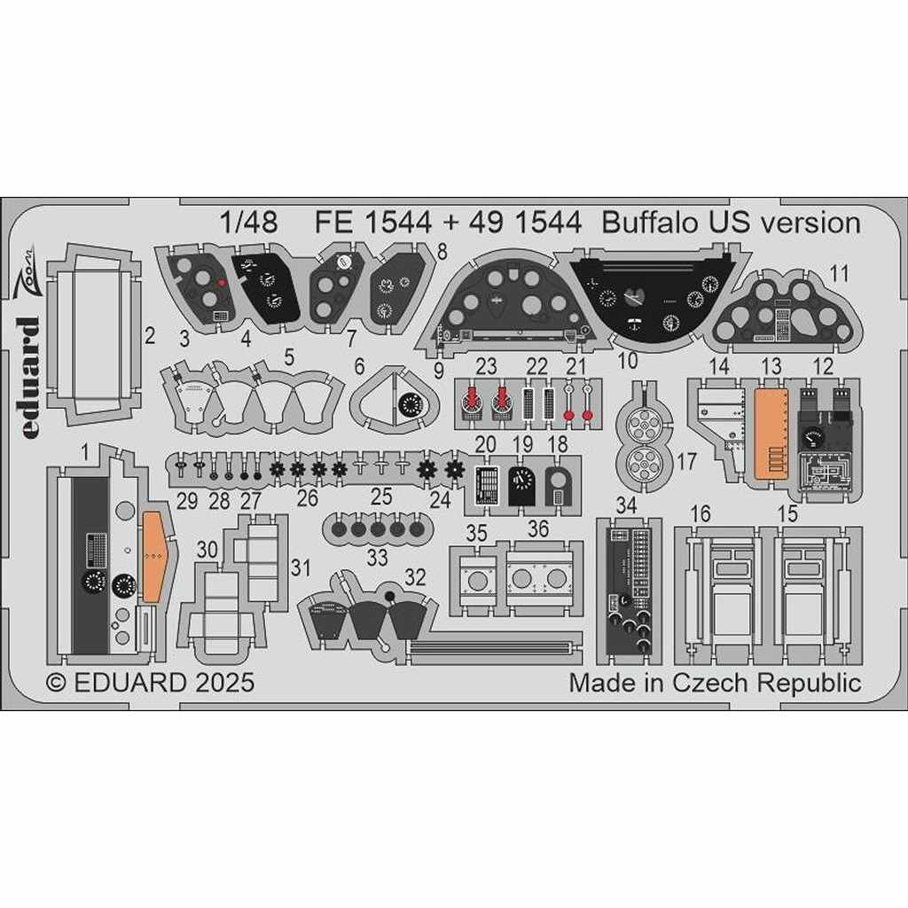 【新製品】FE1544 塗装済 1/48 ブリュースター バッファロー (米軍型)ズームエッチングパーツ (タミヤ用)