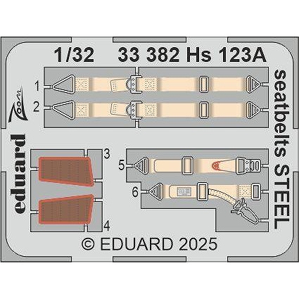 【新製品】33382 塗装済 1/32 ヘンシェル Hs123A シートベルト (ステンレス製) (ICM用)