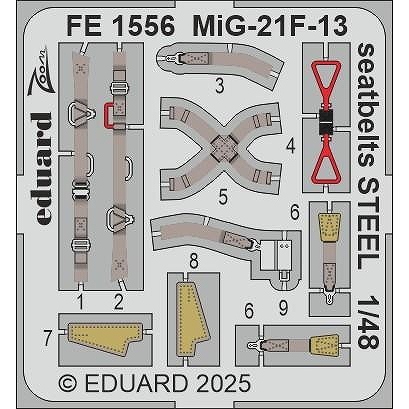 【新製品】FE1556 塗装済 1/48 MiG-21F-13 シートベルト (ステンレス製) (エデュアルド用)
