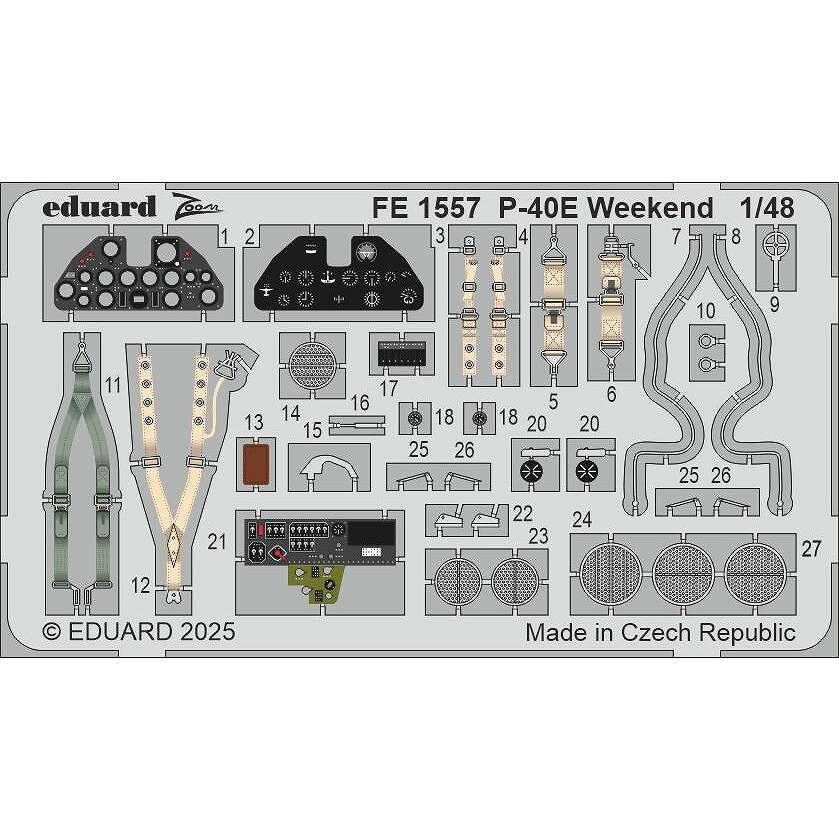 【新製品】FE1557 塗装済 1/48 P-40E ウィークエンドエディション ズームエッチングパーツ (エデュアルド用)