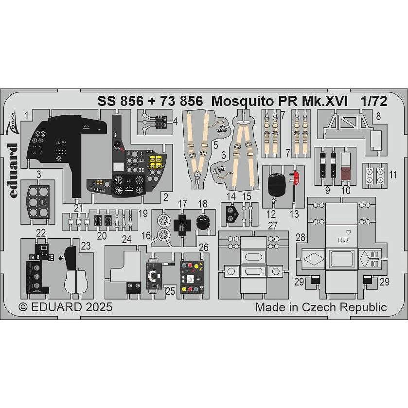 【新製品】SS856 塗装済 1/72 D.H.モスキート PR Mk.XVI ズームエッチングパーツ(スペシャルホビー用)