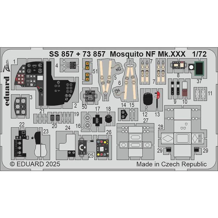 【新製品】SS857 塗装済 1/72 D.H.モスキート NF Mk.XXX ズームエッチングパーツ(スペシャルホビー用)