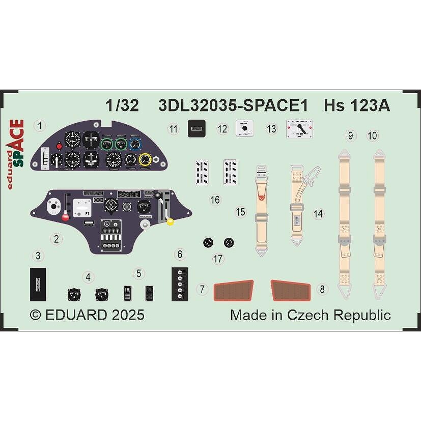 【新製品】3DL32035 1/32 ヘンシェル Hs123A スペース内装3Dデカールw/エッチングパーツセット (ICM用)