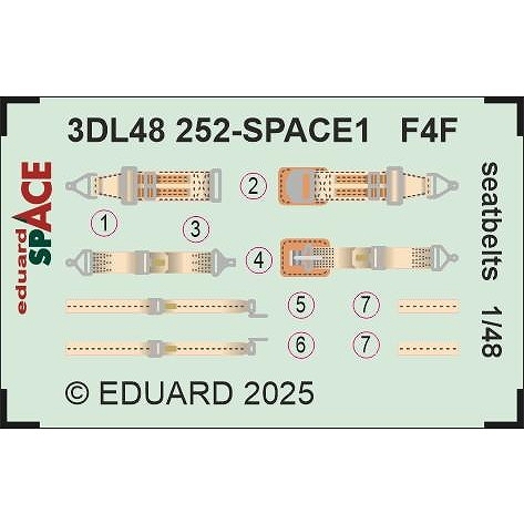 【新製品】3DL48252 1/48 F4F ワイルドキャット シートベルト3Dデカール(エデュアルド用)