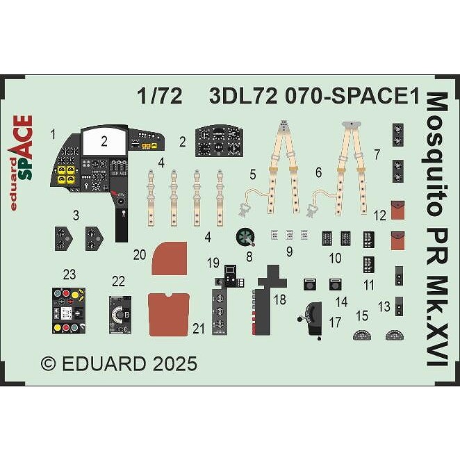 【新製品】3DL72070 1/72 D.H.モスキート PR Mk.XVI スペース内装3Dデカールw/エッチングパーツセット (スペシャルホビー用)