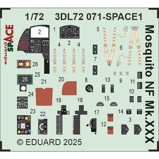 【新製品】3DL72071 1/72 D.H.モスキート NF Mk.XXX スペース内装3Dデカールw/エッチングパーツセット (スペシャルホビー用)