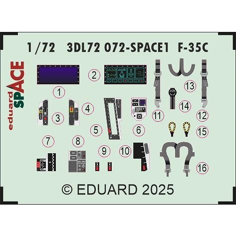 【新製品】3DL72072 1/72 F-35C ライトニングII スペース内装3Dデカールw/エッチングパーツセット (タミヤ用)