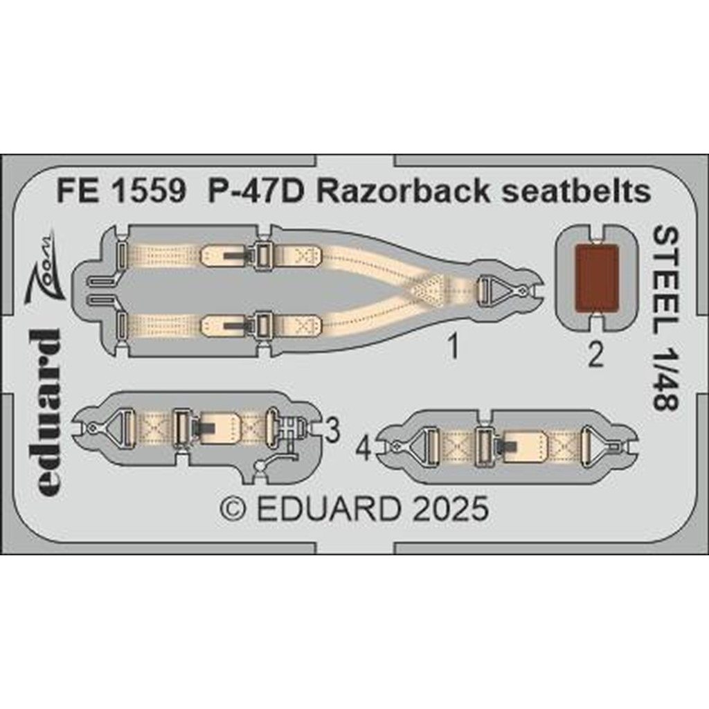 【新製品】FE1559 塗装済 1/48 リパブリック P-47D サンダーボルト レザーバック シートベルト (ステンレス製) (ミニアート用)