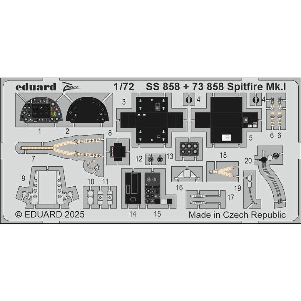 【新製品】SS858 塗装済 1/72 スーパーマリン スピットファイア Mk.I ズームエッチングパーツ (IBG用)