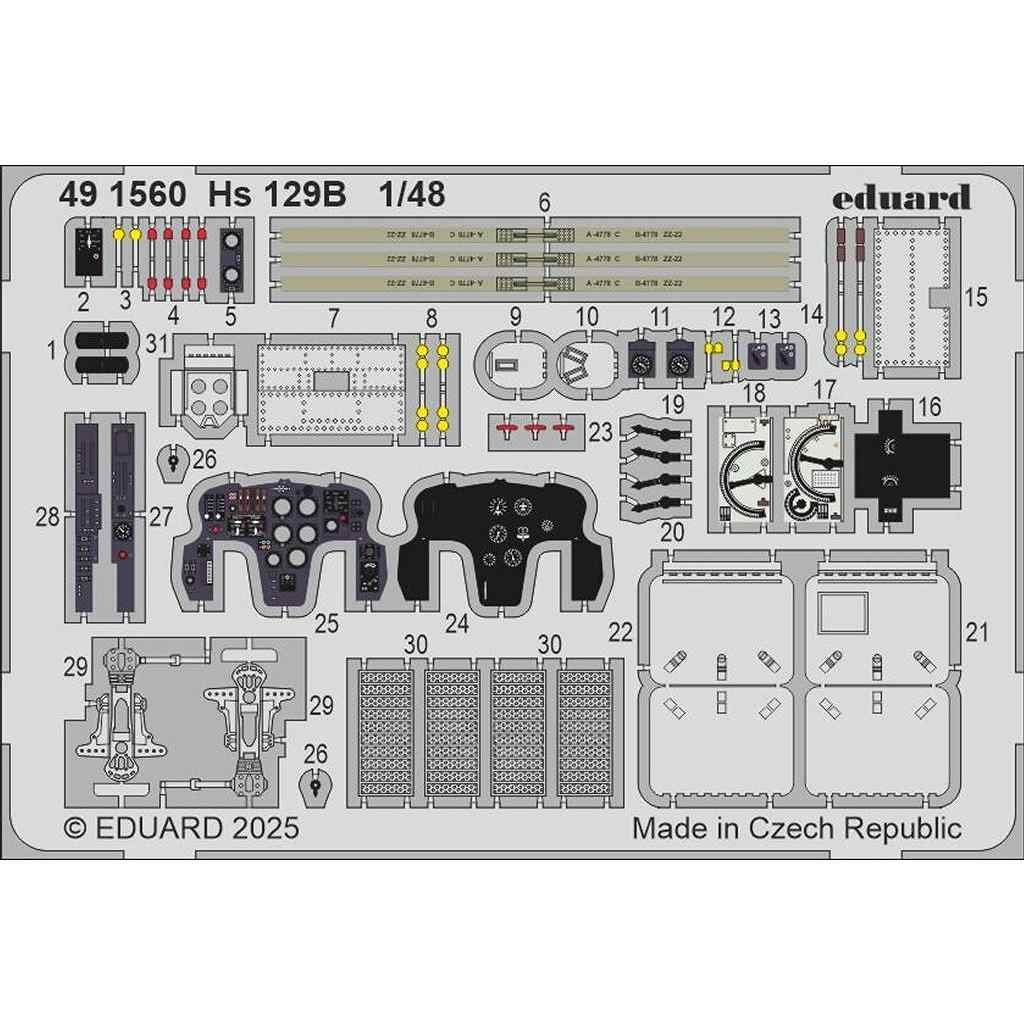 【新製品】491560 塗装済 1/48 ヘンシェル Hs129B エッチングパーツ (タコム用)
