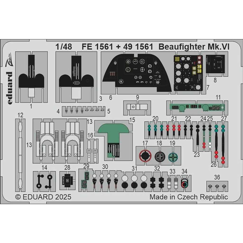 【新製品】491561 塗装済 1/48 ブリストル ボーファイター Mk.VI エッチングパーツ (レベル用)