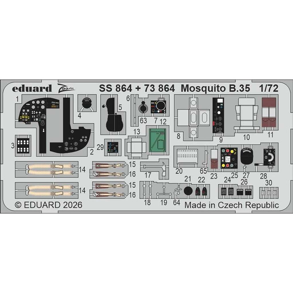 【新製品】SS864 塗装済 1/72 D.H.モスキート B.35 ズームエッチングパーツ(エアフィックス用)