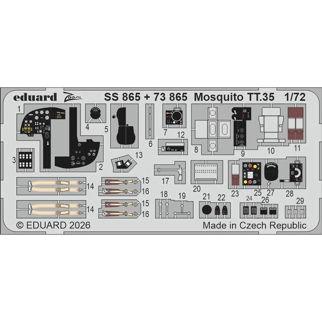 【新製品】SS865 塗装済 1/72 D.H.モスキート TT.35 ズームエッチングパーツ(エアフィックス用)