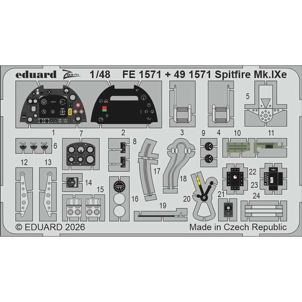 【新製品】FE1571 塗装済 1/48 スーパーマリン スピットファイア Mk.IXe ズームエッチングパーツ (エアフィックス用)