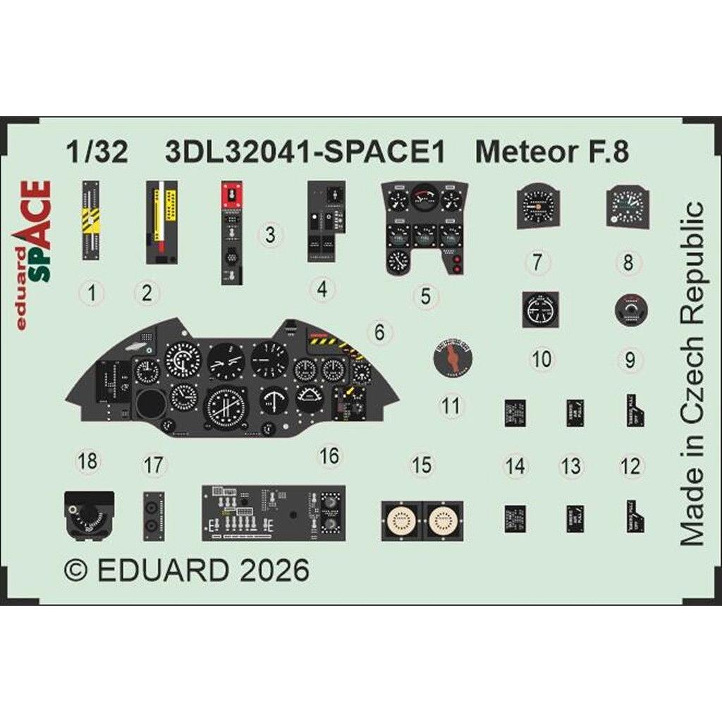【新製品】3DL32041 1/32 グロスター ミーティア F.8 スペース内装3Dデカール w/エッチングパーツセット (レベル用)