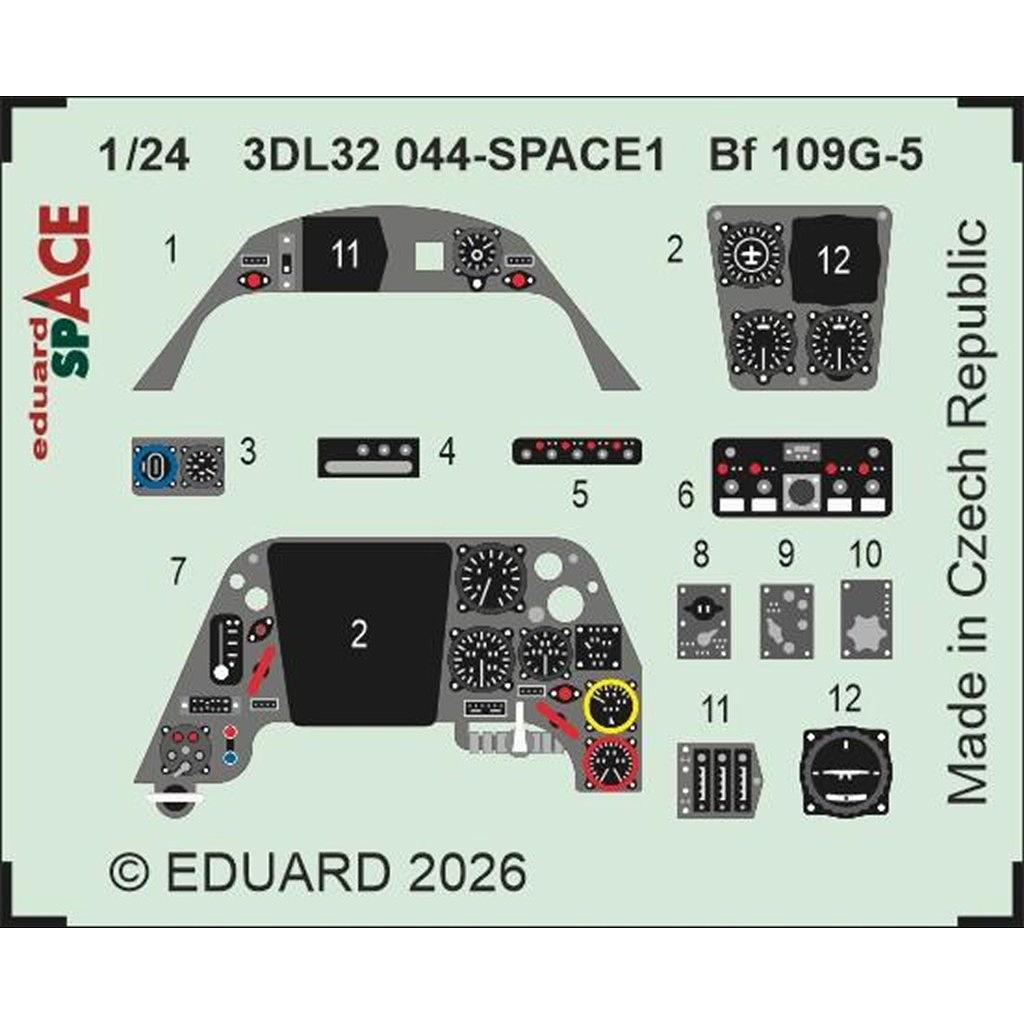 【新製品】3DL32044 1/24 メッサーシュミット Bf109G-5 スペース内装3Dデカール w/エッチングパーツセット (エアフィックス用)