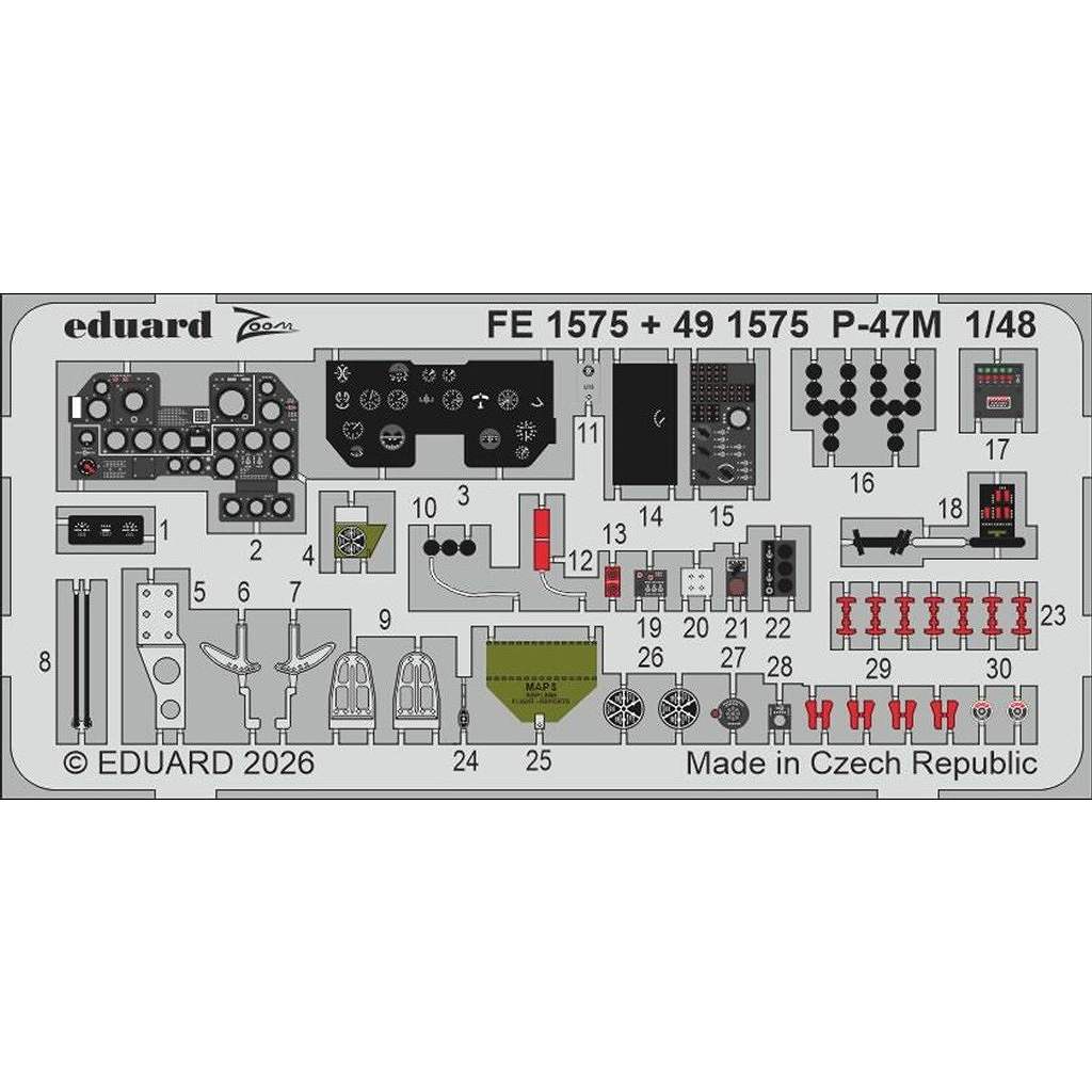 【新製品】FE1575 1/48 リパブリック P-47M サンダーボルト ズームエッチングパーツ (ミニアート用)