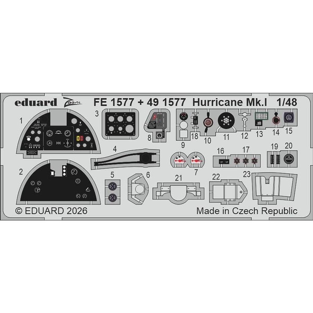 【新製品】FE1577 1/48 ホーカー ハリケーン Mk.I ズームエッチングパーツ(アルマホビー用)